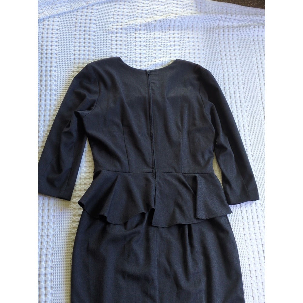 NWT Stop Staring Peplum Wiggle Midi Cocktail Party Dress Charcoal Black Size 16 - Picture 5 of 14
